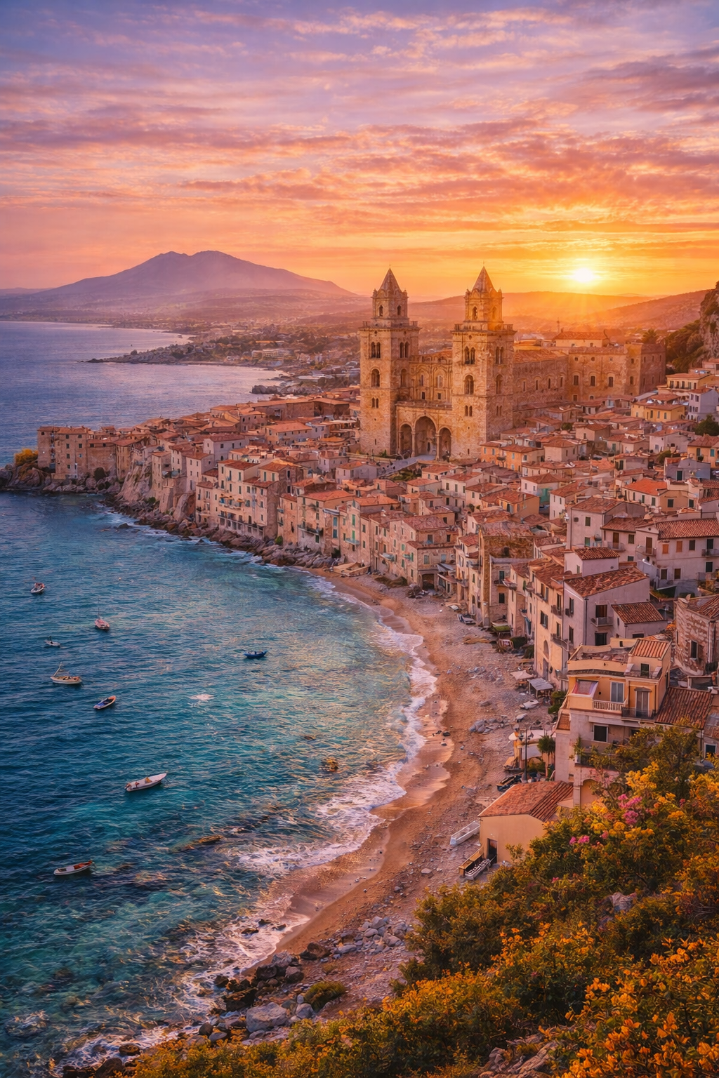 Costa siciliana al tramonto